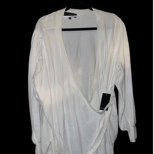 Eloquii Ivory Knit wrap sweater